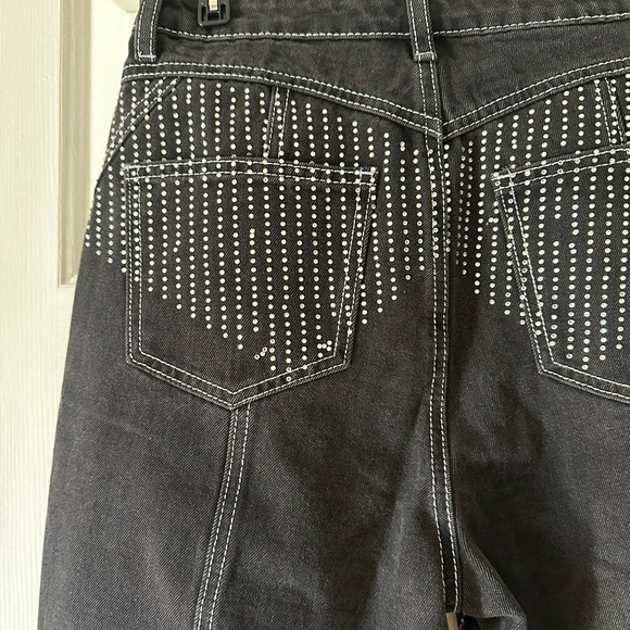 Nasty Gal rhinestone dark wash mom jeans, size 4 - Picture 7 of 10
